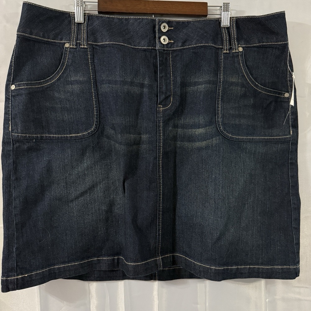 Vintage Fashion Bug Jean Denim Skirt Plus 22W Midi Mini‎ Two Button New Y2K 90s